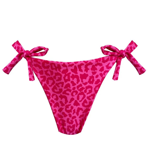 Pink Glow Jaguar Brazilian Tie Side Scrunch Bikini Bottom