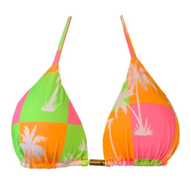 Colorful Coconut Trees Brazilian Triangle Bikini Top