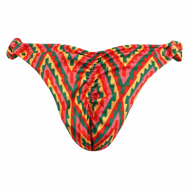 Colorful Geometric Brazilian Classic Side Scrunch Bikini Bottom