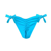 Solid Turquoise Blue Brazilian Tie Side Scrunch Bikini Bottom