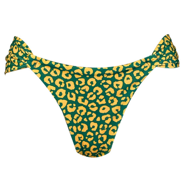 Yellow and Green Jaguar Brazilian Classic Side Scrunch Bikini Bottom