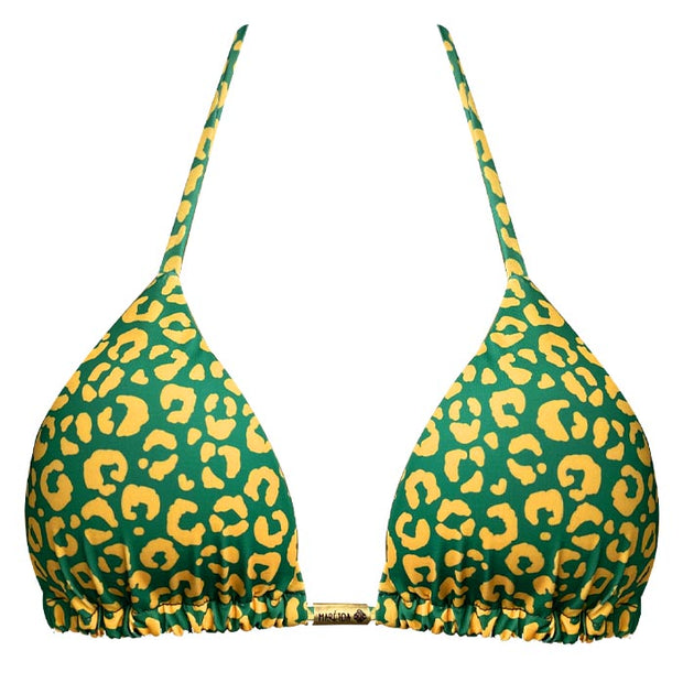 Yellow and Green Jaguar Brazilian Triangle Bikini Top