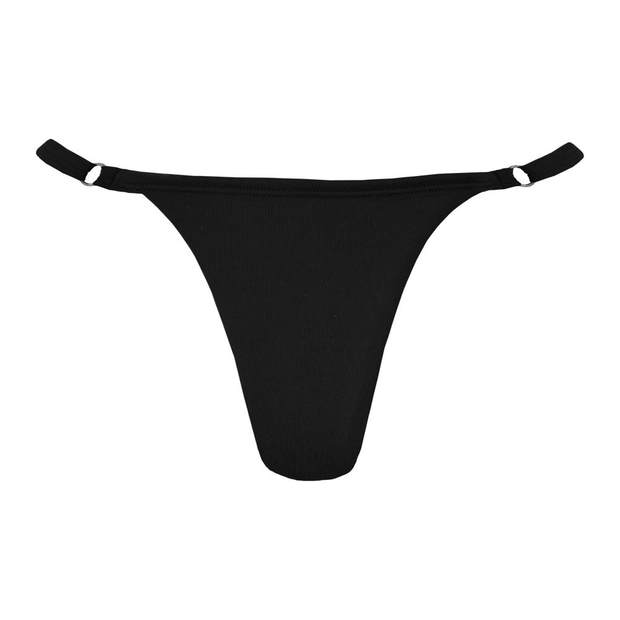 Solid Black Brazilian Thong Bikini Bottom