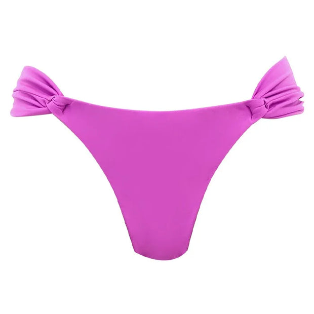 Solid Pink Magenta Brazilian Classic Side Scrunch Bikini Bottom