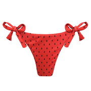 Red Watermelon Brazilian Tie Side Scrunch Bikini Bottom