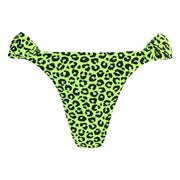 Neon Green Jaguar Brazilian Classic Side Scrunch Bikini Bottom
