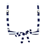 Blue Navy Stripes Brazilian Fixed Knot Triangle Bikini Top