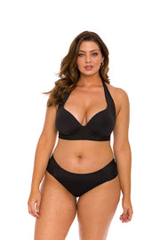 Solid Black Brazilian Halter Bikini Top
