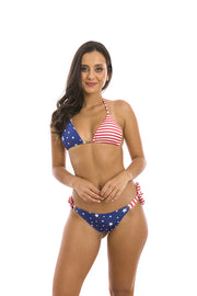 American Flag Brazilian Tie Side Scrunch Bikini Bottom