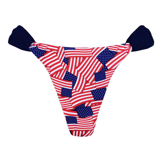 Mini American Flags Brazilian Classic Side Scrunch Bikini Bottom