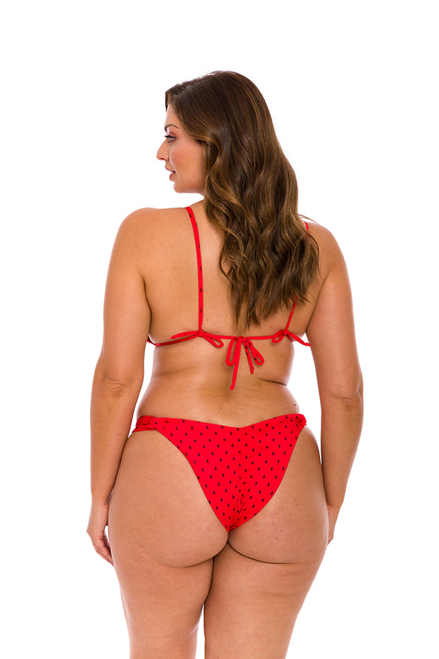 Red Watermelon Brazilian Classic Side Scrunch Bikini Bottom