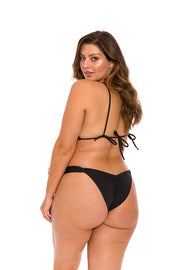 Solid Black Brazilian Classic Side Scrunch Bikini Bottom