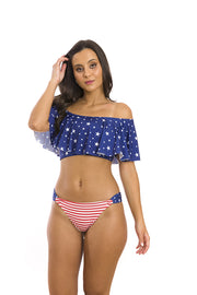 American Flag Stripes Brazilian Classic Side Scrunch Bikini Bottom
