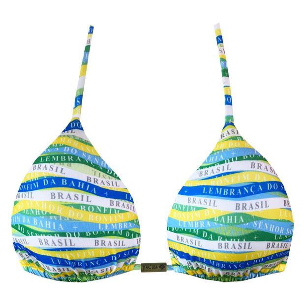 Brazil Colors Print Brazilian Triangle Bikini Top