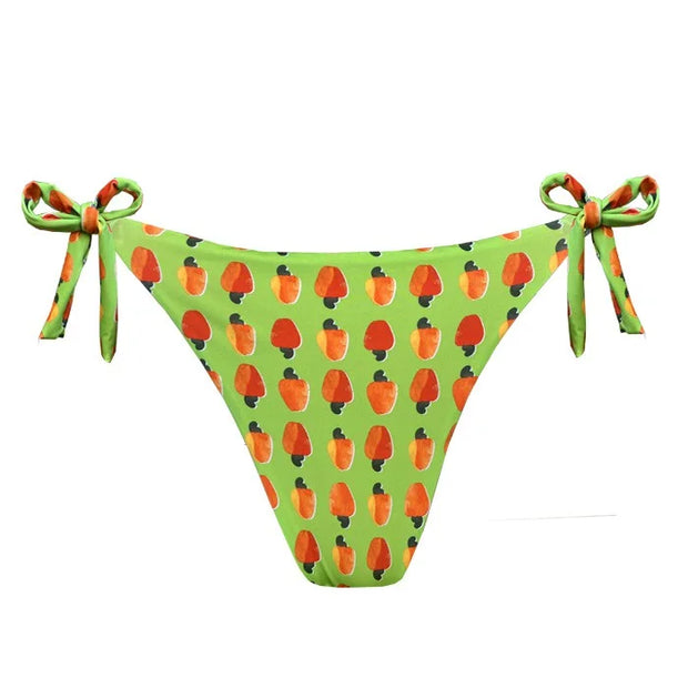 Green Cashews Brazilian Tie Side Scrunch Bikini Bottom