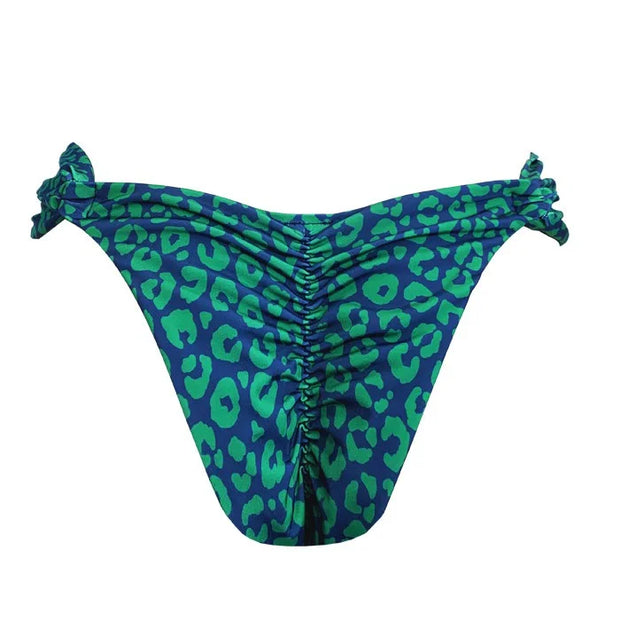 Blue and Green Jaguar Brazilian Classic Side Scrunch Bikini Bottom