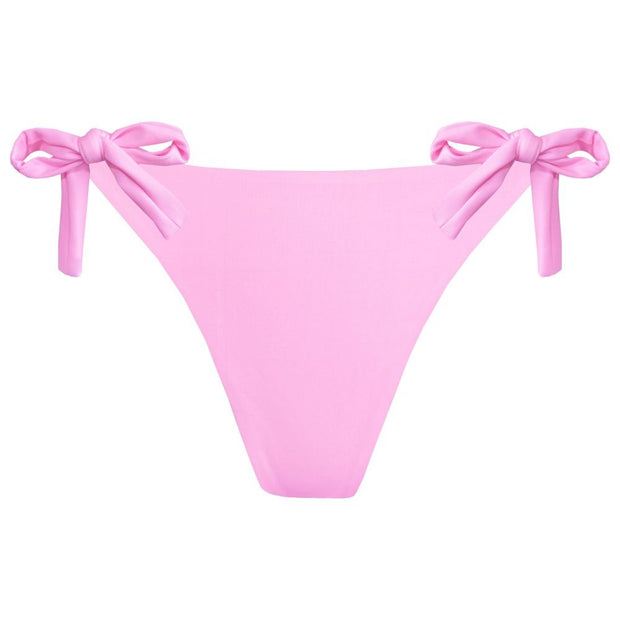 Solid Pink Cotton Candy Brazilian Tie Side Scrunch Bikini Bottom