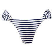 Blue Jacquard Navy Stripes Brazilian Classic Side Scrunch Bikini Bottom