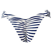 Blue Jacquard Navy Stripes Brazilian Classic Side Scrunch Bikini Bottom