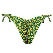 Yellow and Green Jaguar Brazilian Tie Side Scrunch Bikini Bottom