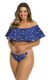 American Flag Stars Brazilian Classic Side Scrunch Bikini Bottom