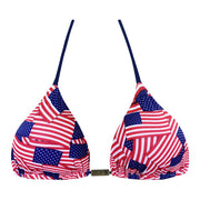 Mini American Flags Brazilian Triangle Bikini Top